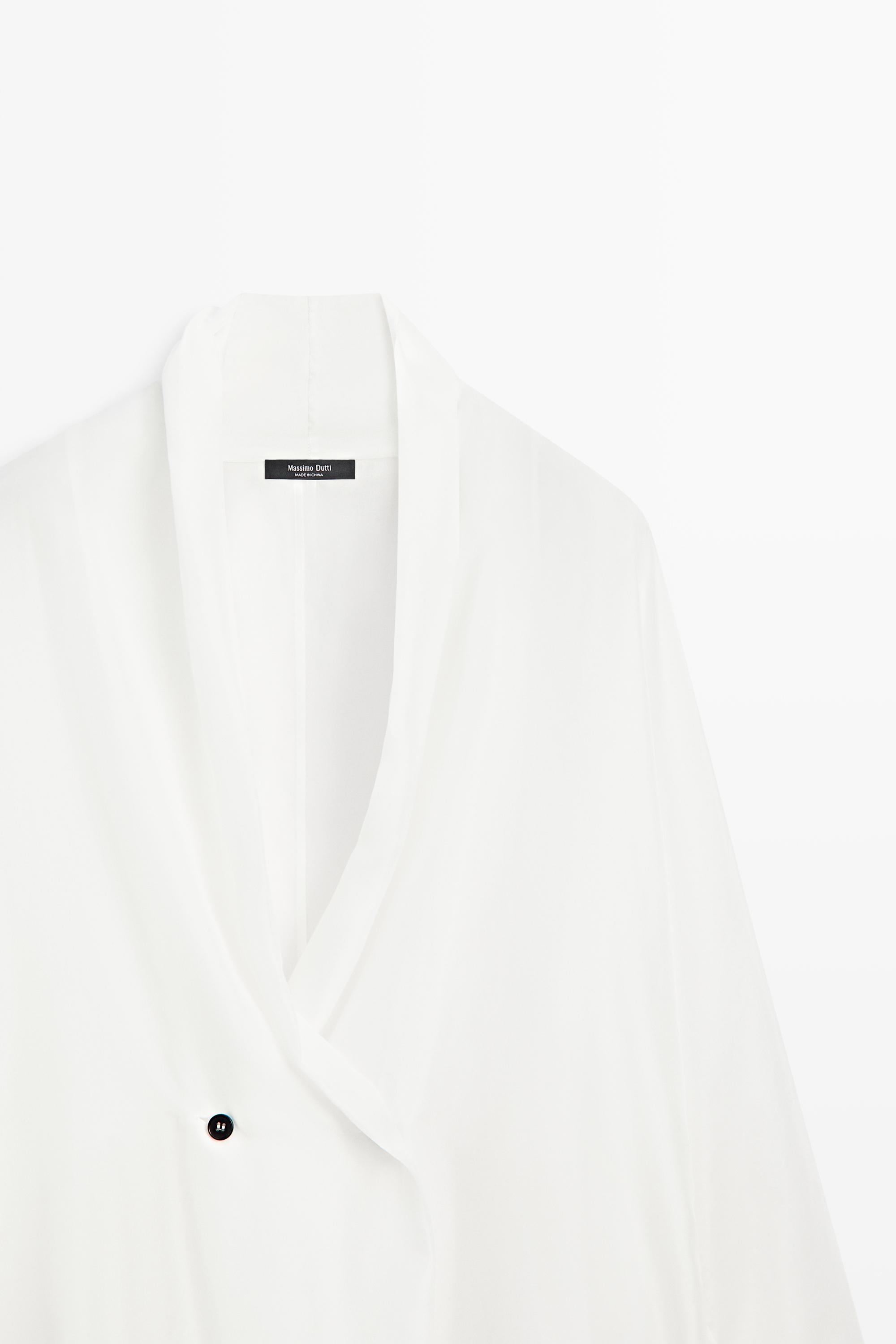 Flowing 100% silk tuxedo-style kimono